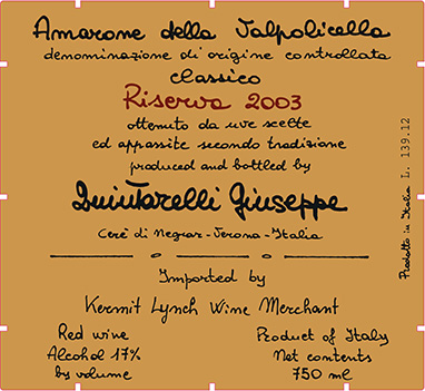 琨塔奈利阿玛隆尼经典珍藏干红Giuseppe Quintarelli Amarone della Valpolicella Classico Riserva