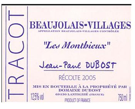 保罗迪博酒庄楚卡园梦提干红Domaine Jean-Paul Dubost Beaujolais Villages Tracot Les Monthieux