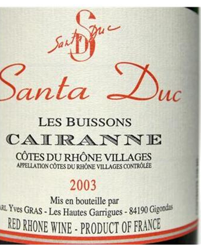 圣杜克布颂干红Domaine Santa Duc Les Buissons Cairanne