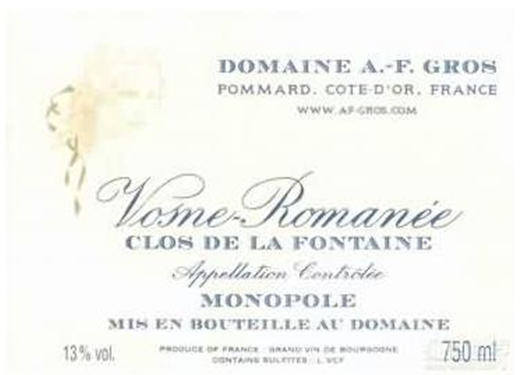 格罗斯常流泉干红Domaine A.F. Gros Clos de la Fontaine