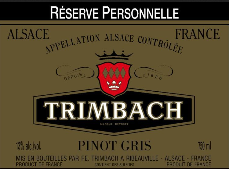 婷芭克世家私人珍藏灰皮诺干白Trimbach Reserve Personnelle Pinot Gris