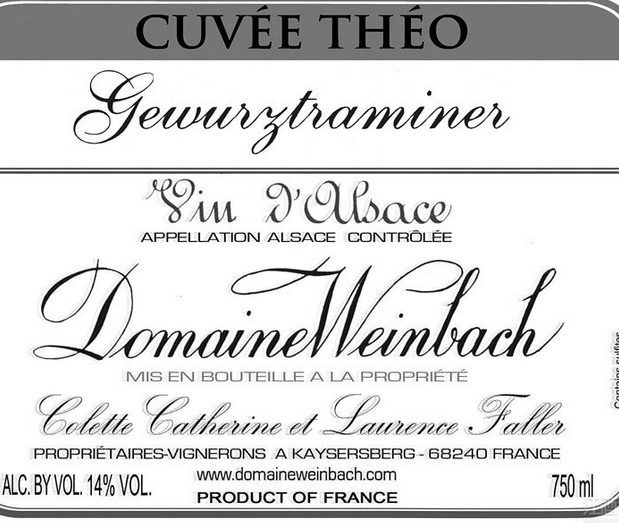 温巴赫酒庄西奥特酿琼瑶浆干白Domaine Weinbach Gewurztraminer Cuvee Theo