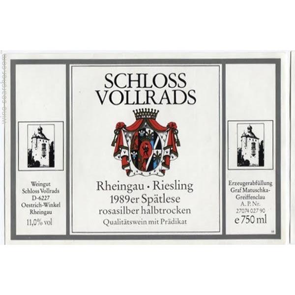 沃尔莱茨玫瑰银晚收雷司令半干白Schloss Vollrads Rosasilber Riesling Spatlese Halbtrocken