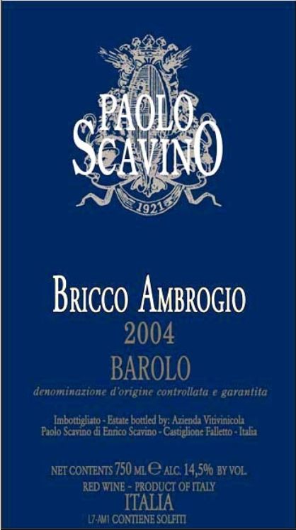 斯卡维诺布里科干红Paolo Scavino Bricco Ambrogio