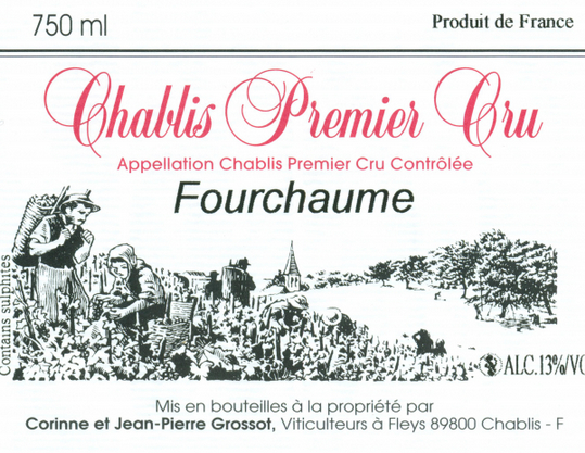 歌崇夏布利一级园复古干白Corinne & Jean-Pierre Grossot Chablis Premier Cru Fourchaume