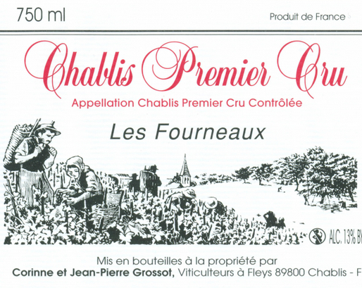 歌崇夏布利一级园佛奥克斯干白Corinne & Jean-Pierre Grossot Chablis Premier Cru Les Fourneaux