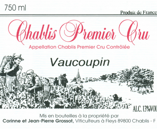 歌崇华高宾园霞多丽干白Corinne & Jean-Pierre Grossot Chablis Vaucoupin