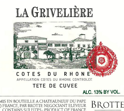 布诺特吉维列洛泰特窖藏干红Brotte Domaine de la Griveliere Tete de Cuvee