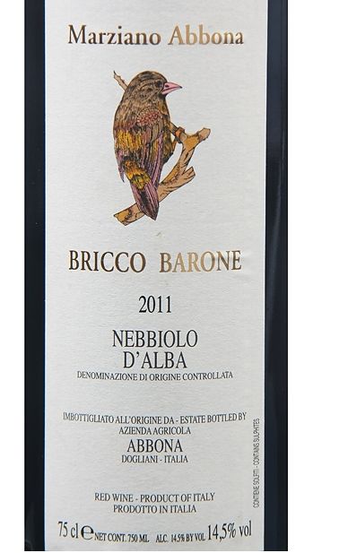 阿博纳酒庄布瑞克内比奥罗干红Marziano Abbona Bricco Barone Nebbiolo d'Alba