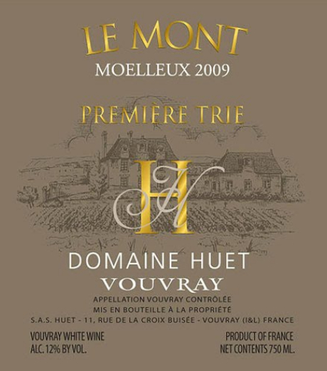 予厄山峰园一级甜白Domaine Huet Le Mont Moelleux Premiere Trie