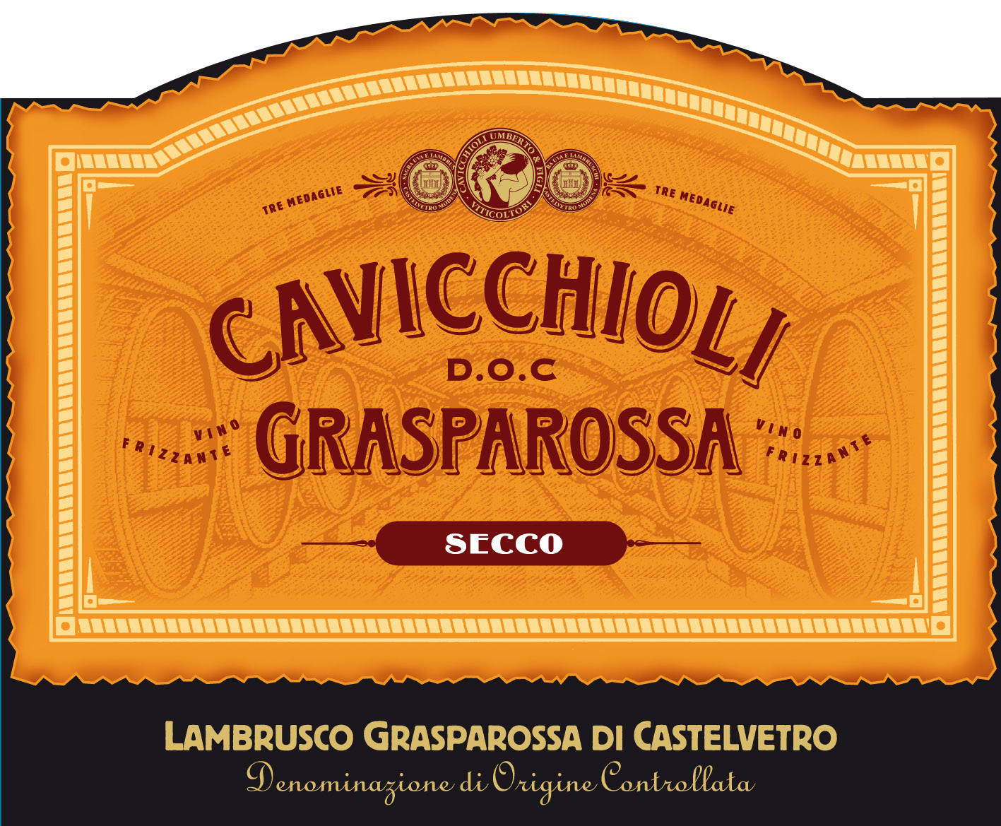 卡维留里格斯巴干型起泡Cavicchioli Lambrusco Grasparossa di Castelvetro Secco