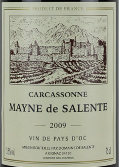 卡尔卡松城堡干红Carcassonne Mayne de Salente