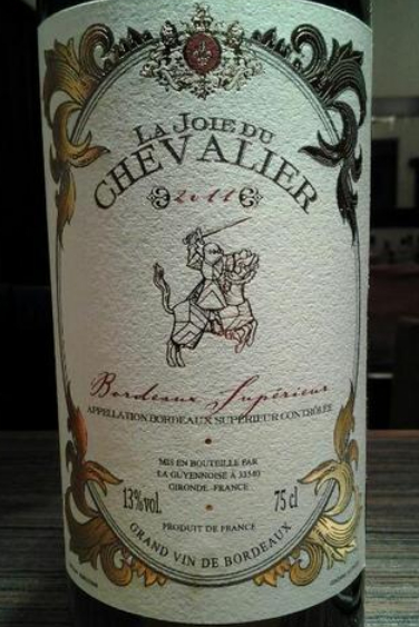 乐骑士波尔多干红La Joie du Chevalier Bordeaux