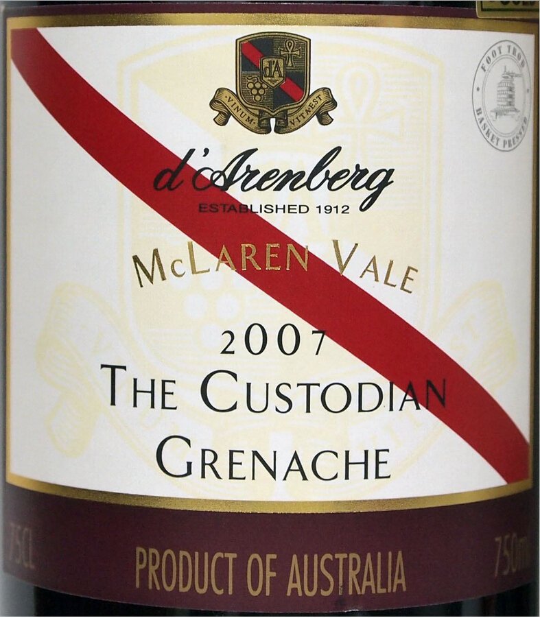 黛伦堡守护者歌海娜干红d'Arenberg The Custodian Grenache