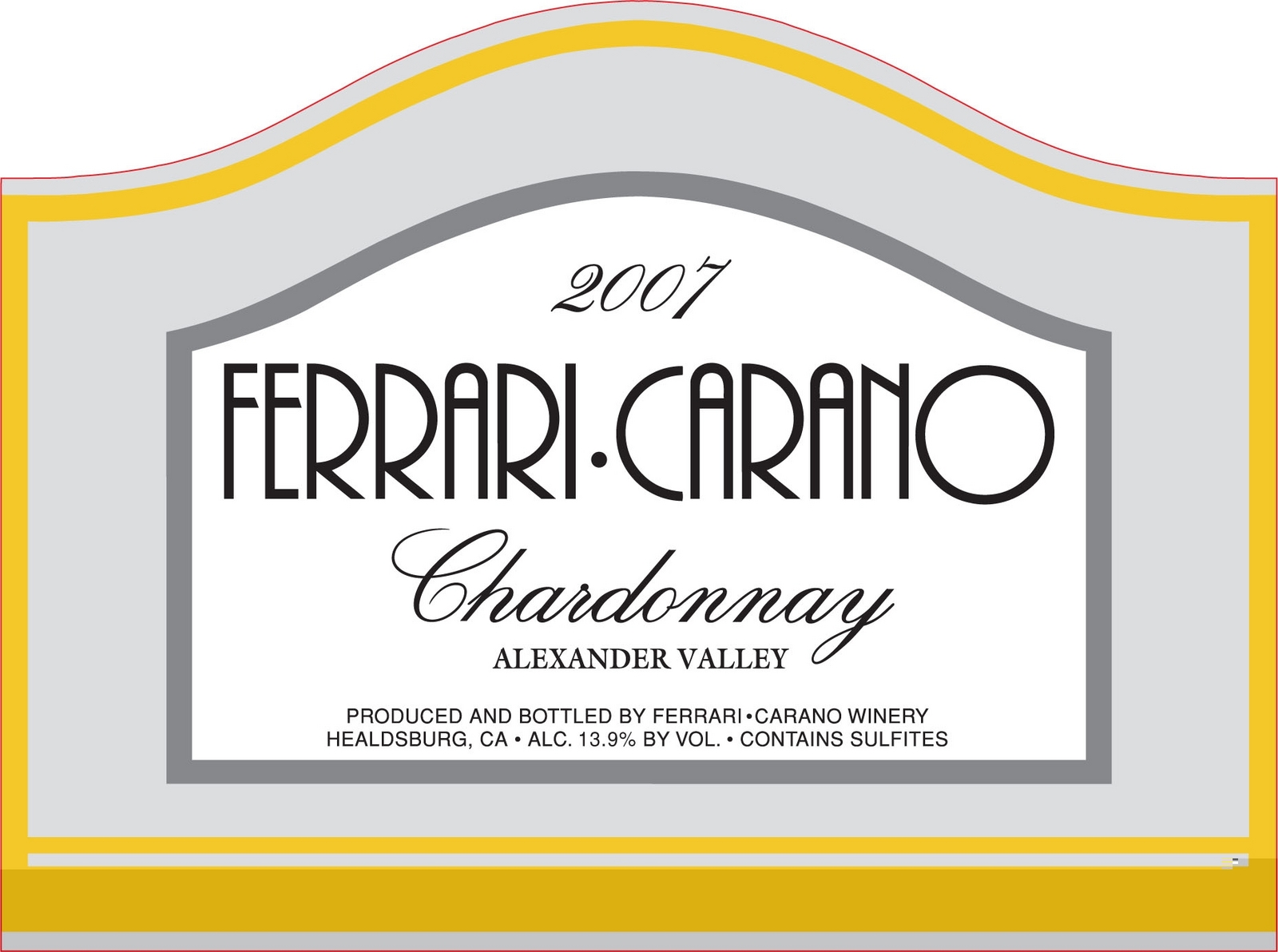 法拉利卡诺酒庄霞多丽干白Ferrari Carano Chardonnay Alexander Valley