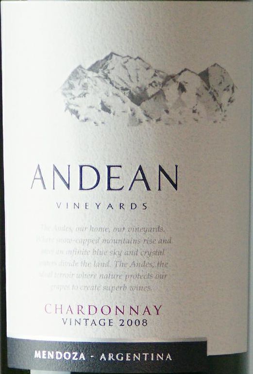 安第斯酒园霞多丽干白Andean vineyards chardonnay 