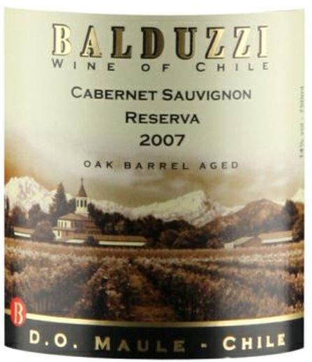 豪华碧桃丝赤霞珠特级干红Balduzzi Cabernet Sauvignon Reserva