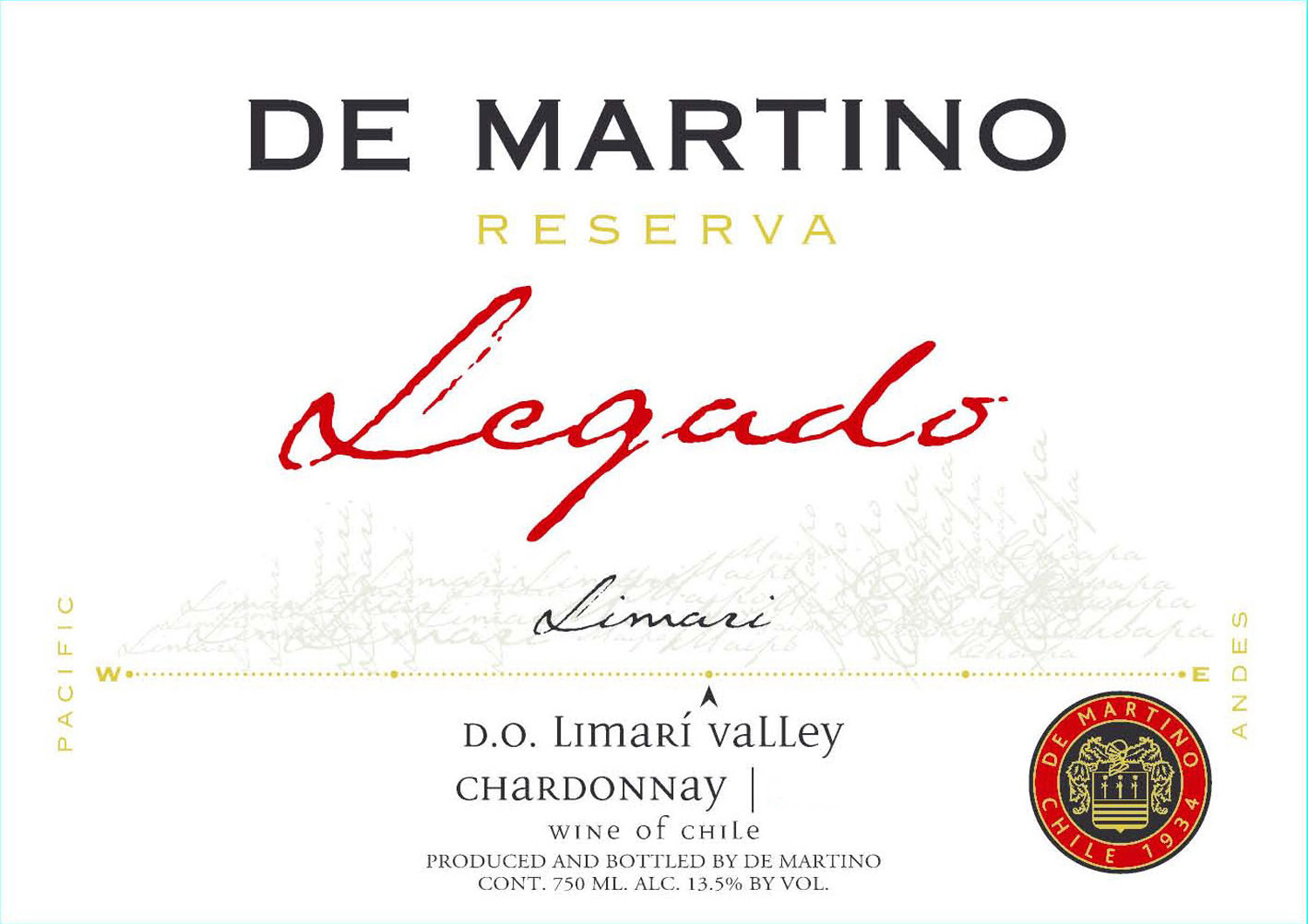 德马丁诺传承珍藏霞多丽干白De Martino Legado Reserva Chardonnay