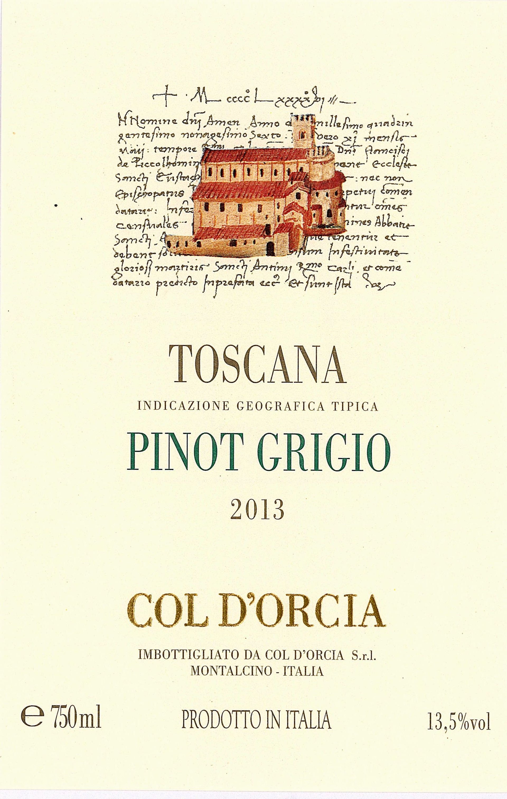 道尔恰灰皮诺干白Col d'Orcia Toscana Pinot Grigio