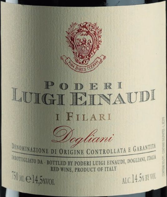 艾劳迪总统多利亚尼菲拉力干红Poderi Luigi Einaudi I Filari  Dogliani