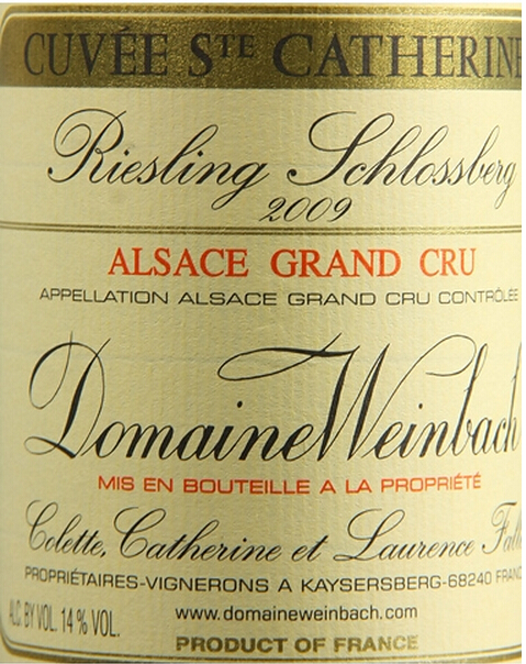 温巴赫酒庄斯克拉斯伯格圣-凯瑟琳特酿雷司令干白Domaine Weinbach Riesling Schlossberg Cuvee Sainte Catherine