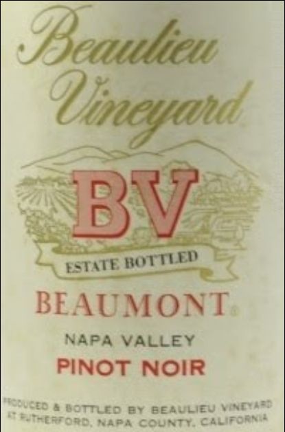 柏里欧美丽山黑皮诺干红Beaulieu Vineyard BV Beaumont Pinot Noir