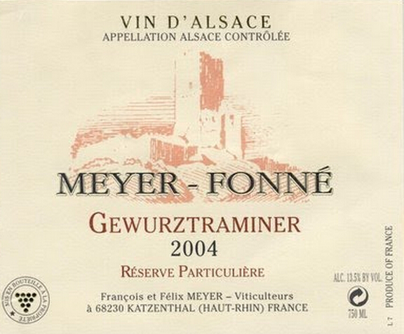 芳妮美珍藏琼瑶浆甜白Meyer-Fonne Reserve Gewurztraminer