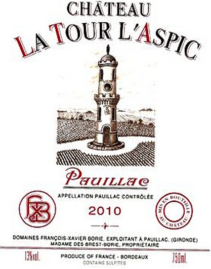 奥巴特利酒庄副牌干红Chateau La Tour L'Aspic