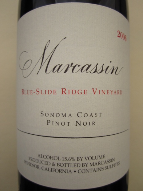 玛尔卡森蓝色滑脊黑皮诺干红Marcassin Blue Slide Ridge Pinot Noir