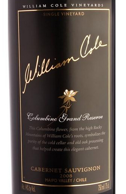 威廉姆·柯洛科伦芭茵顶级珍藏赤霞珠干红William Cole Columbine Grand Reserve Cabernet Sauvignon