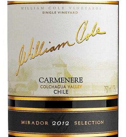 威廉姆·柯洛米拉多精选佳美娜干红William Cole Mirador Selection Carmenere