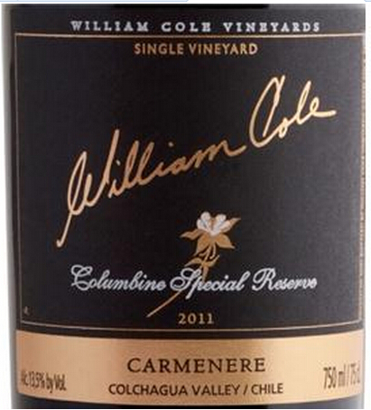 威廉姆·柯洛科伦芭茵特别珍藏佳美娜干红William Cole Columbine Special Reserve Carmenere