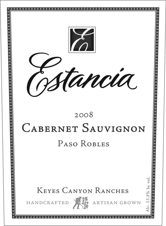 埃斯坦西亚凯斯峡谷赤霞珠干红Estancia Estates Keyes Canyon Ranches Cabernet Sauvignon