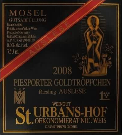 圣优荷夫金滴园精选雷司令半干白Weingut St. Urbans-Hof Piesporter Goldtropfchen Riesling Auslese