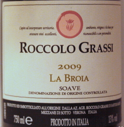 洛卡拉波罗索阿维干白Roccolo Grassi La Broia Soave