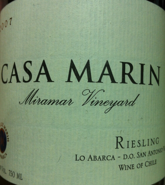 卡萨玛丽米拉玛园雷司令干白Vina Casa Marin Miramar Vineyard Riesling