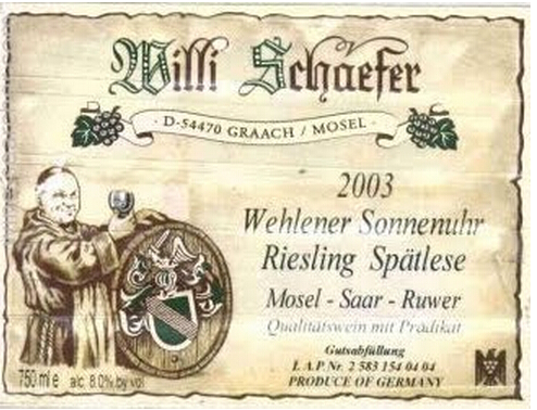 舍费尔温勒内日晷园雷司令迟摘半干白Weingut Willi Schaefer Wehlener Sonnenuhr Riesling Spatlese