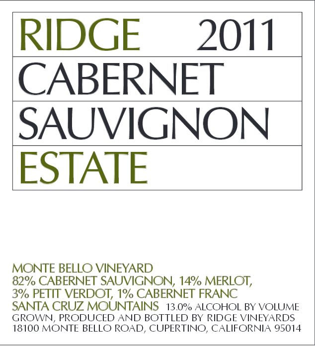 山脊赤霞珠干红Ridge Estate Cabernet Sauvignon