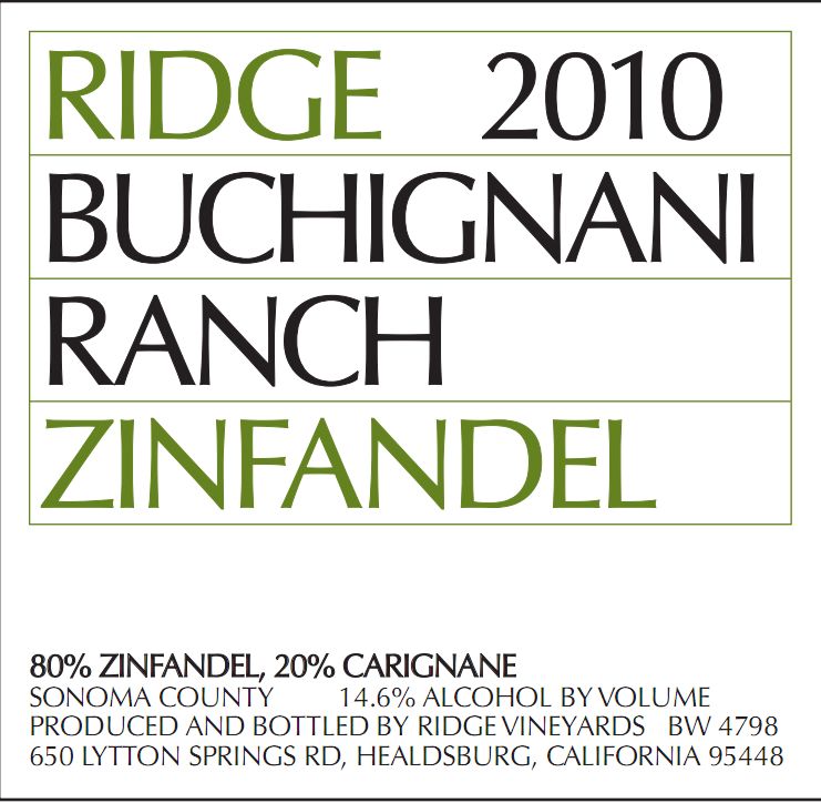 山脊巴奇纳尼园仙粉黛干红Ridge Buchignani Ranch Zinfandel