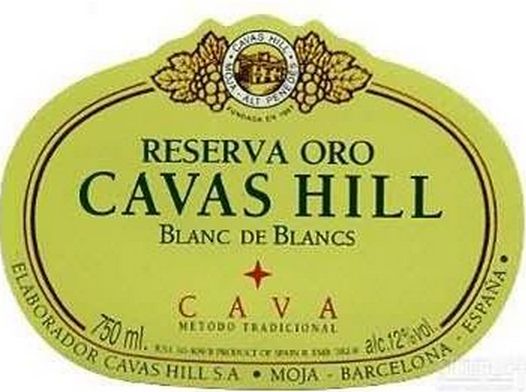 卡瓦斯山珍藏欧罗白中白干型卡瓦起泡Cavas Hill Reserva Oro Blanc de Blancs Brut Cava