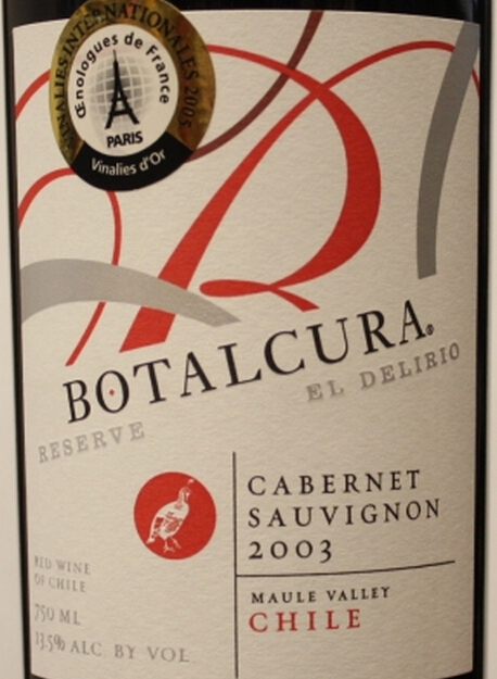 博塔卡拉狂欢珍藏赤霞珠干红Botalcura El Delirio Reserve Cabernet Sauvignon