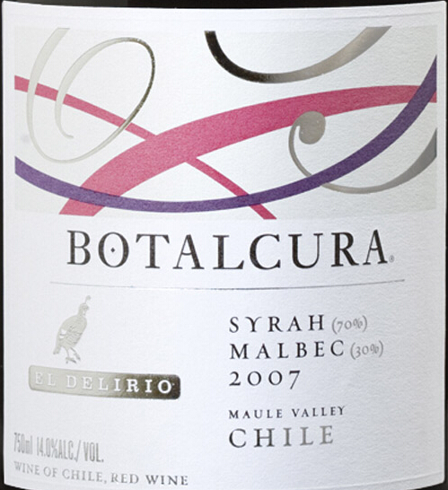 博塔卡拉狂欢珍藏西拉马尔贝克干红Botalcura El Delirio Reserve Syrah Malbec