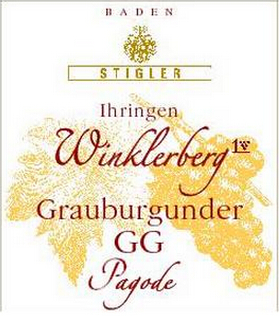 施蒂格勒依瑞恩温克乐堡宝塔特级葡萄园灰皮诺干白Weingut Stigler Ihringen Winklerberg Grauburgunder Pagode GG trocken