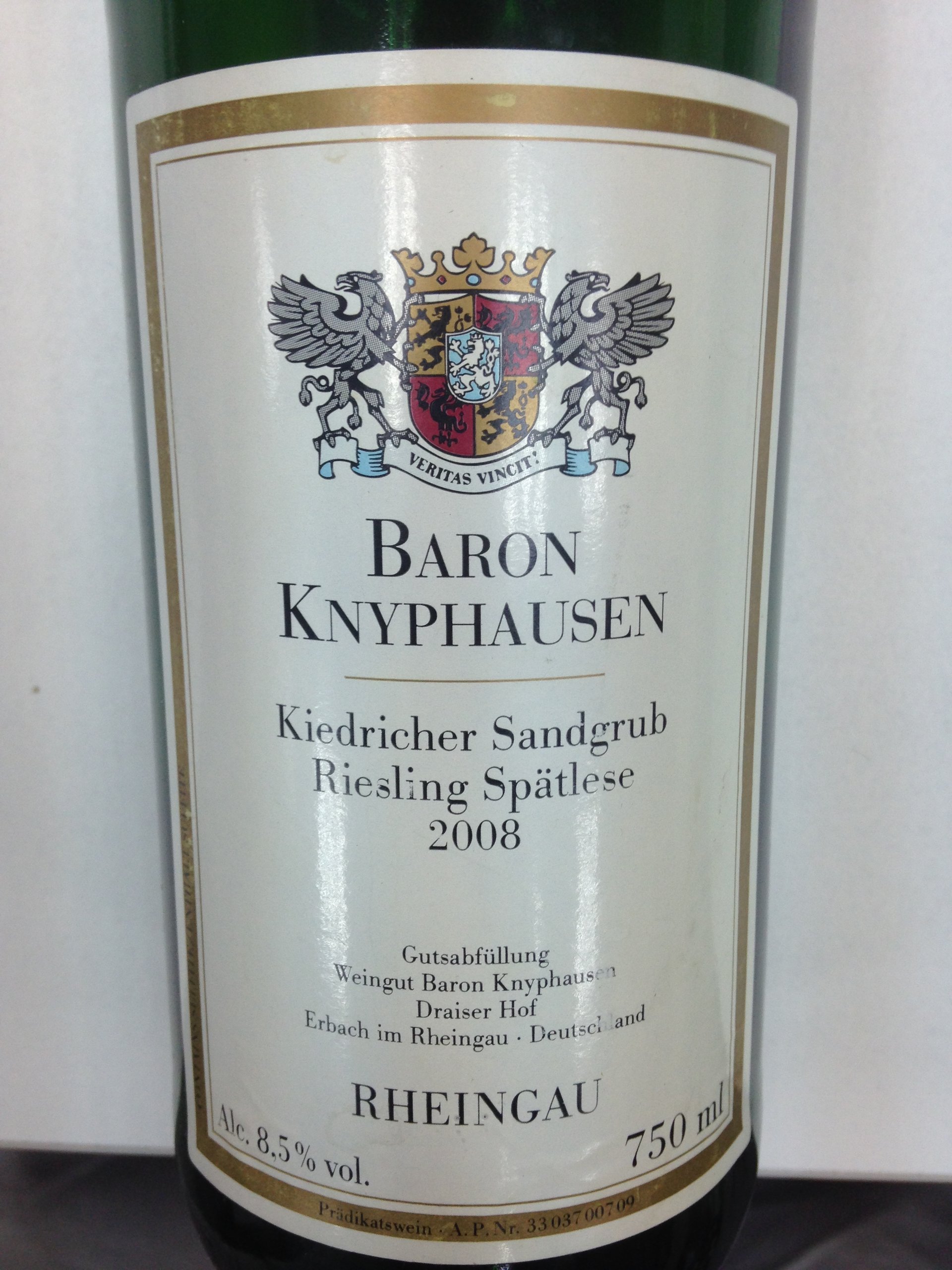 克尼普豪森晚收雷司令甜白Baron Knyphausen Kiedricher Sandgrube Riesling Spatlese