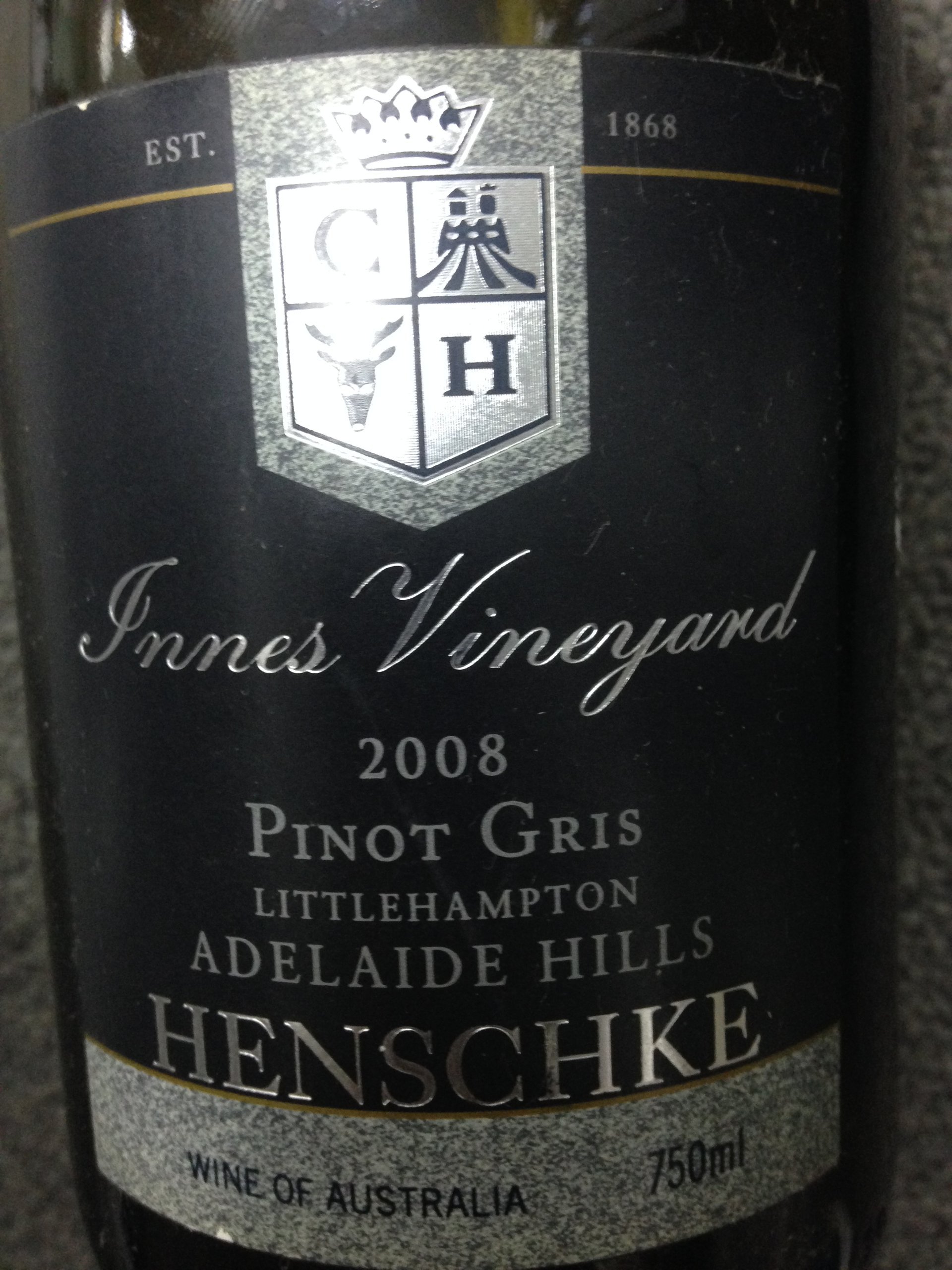 翰斯科英尼斯园灰皮诺干白Henschke Littlehampton Innes Vineyard Pinot Gris