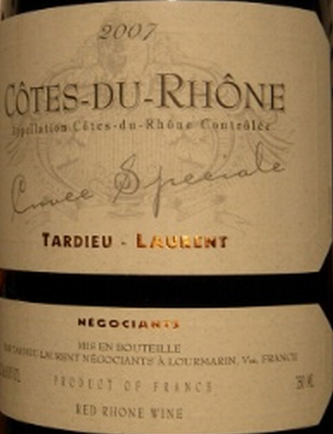 泰德罗弘罗讷河谷特酿干红Tardieu-Laurent Cotes du Rhone Cuvee Speciale