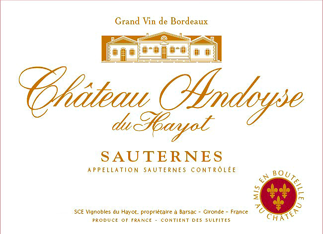 罗曼莱酒庄副牌贵腐甜白Chateau Andoyse du Hayot