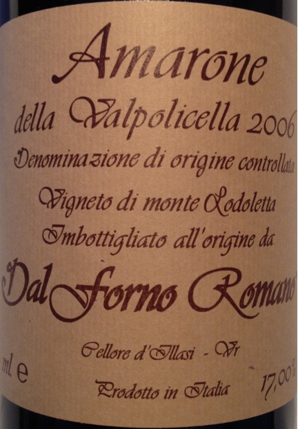 戴福诺阿玛罗瓦坡里西拉干红Romano Dal Forno Vigneto Monte Lodoletta Amarone della Valpolicella