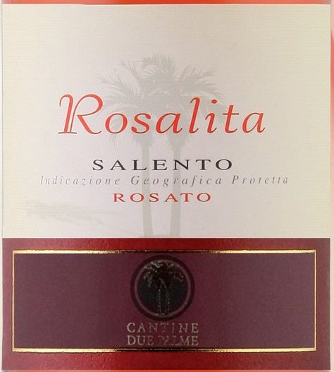 棕榈树罗莎丽塔黑曼罗黑玛尔维萨混酿桃红Cantine Due Palme Rosalita Rosato