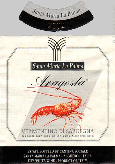 Cantina Santa Maria La Palma Aragosta Vermentino di Sardegna